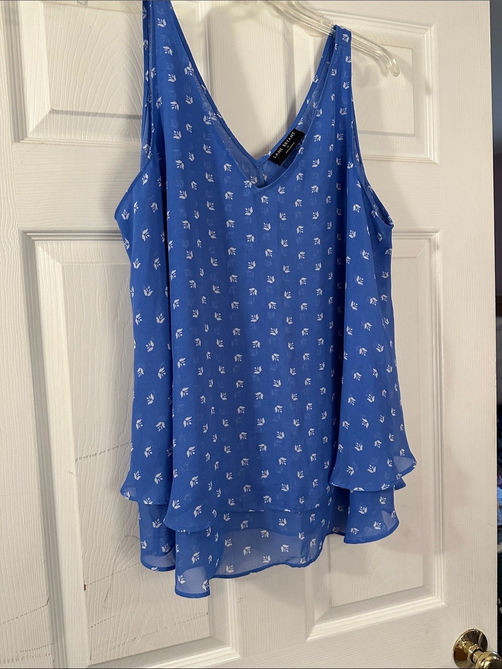 Lane Bryant Blue Floral V-Neck Layered Camisole